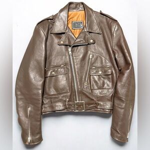 Vintage Dark Brown Genuine Leather Biker Jacket Heavy Duty